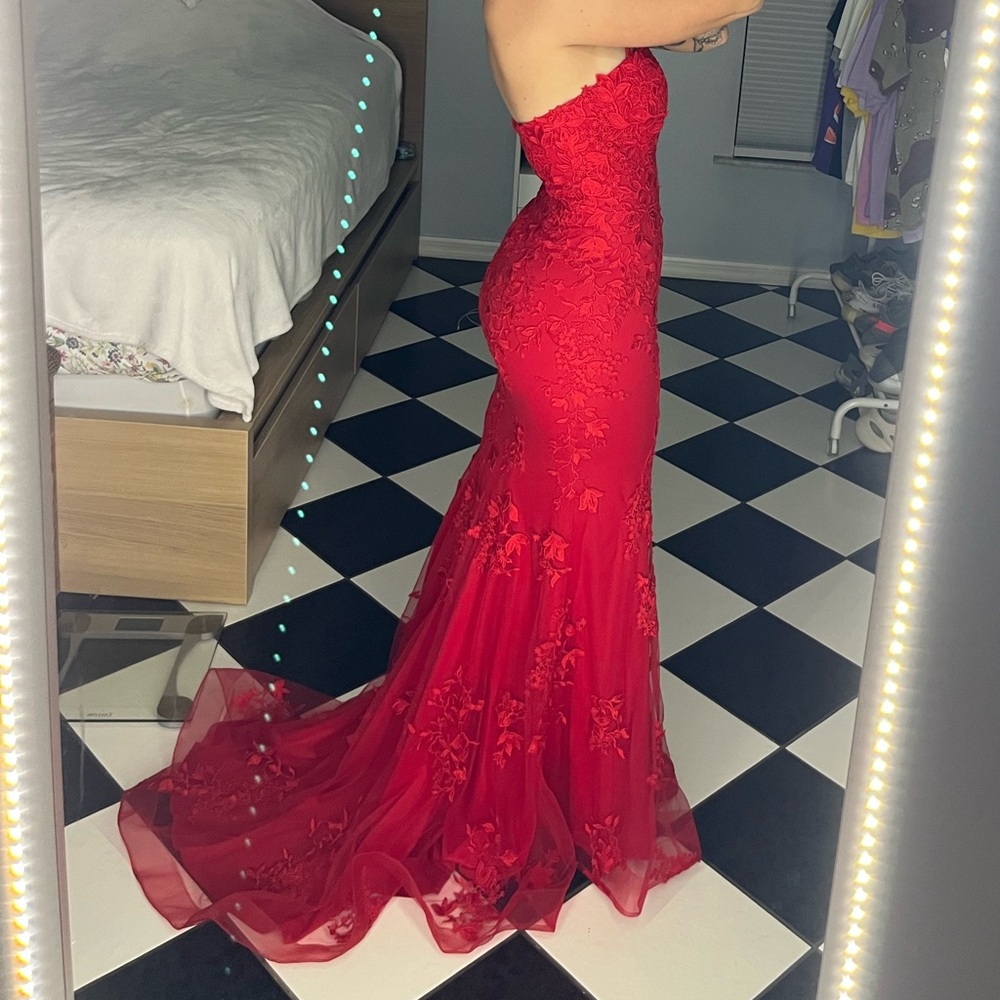 JOVANI red floral mermaid dress